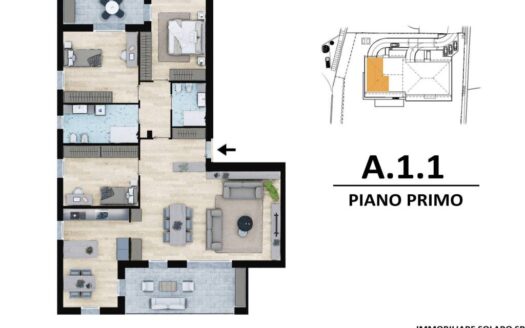 Quadrilocale via Solaro, Galbiate – Piano primo – A.1.1.