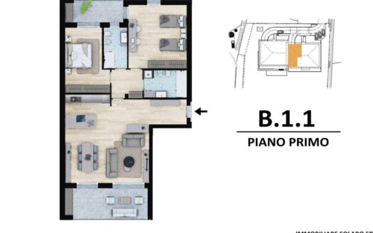 Trilocale via Solaro, Galbiate – Primo piano – B.1.1